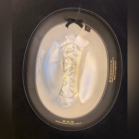 Vintage Resistol 3X Genuine Fur Felt Cowboy Hat Black Size 7 1/2 Made in Texas - Picture 9 of 11